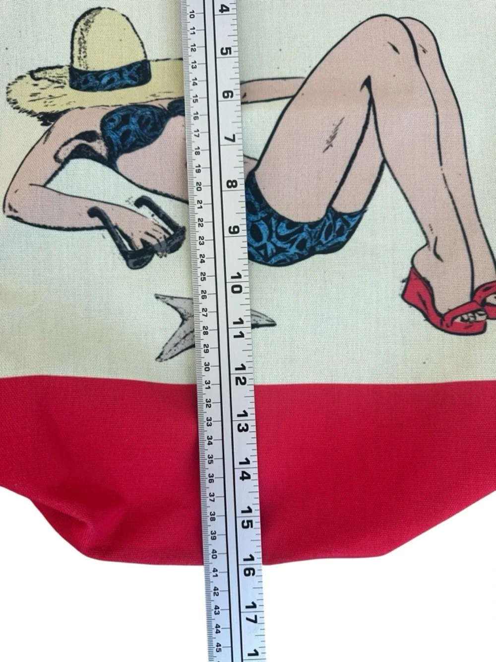 Red Graphic Pinup Girl Canvas Beach Tote Bag Beach Market Bag